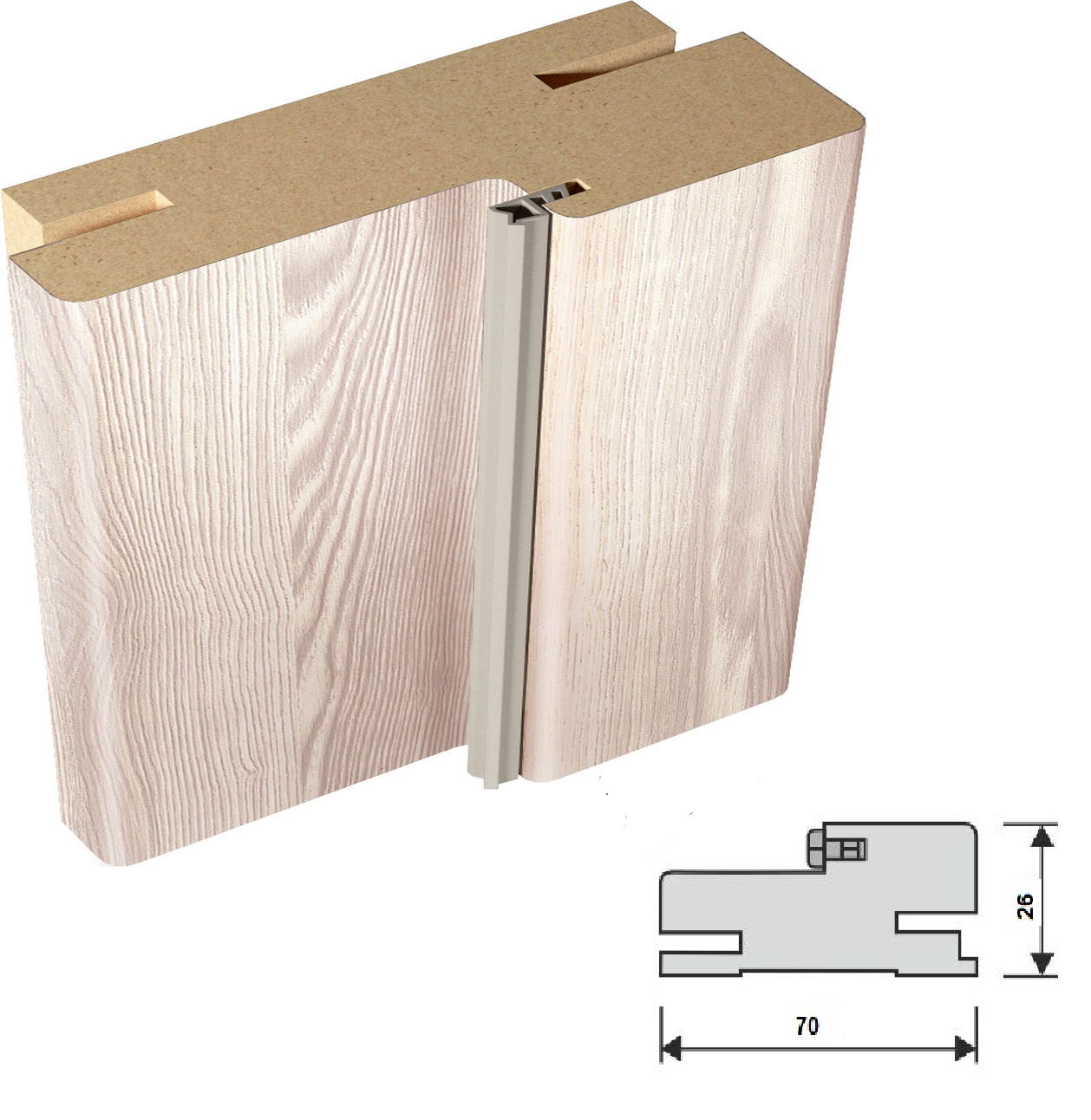 Дверная стойка экошпон 70х26х2100мм телескопическая Клен крем VELLDORIS