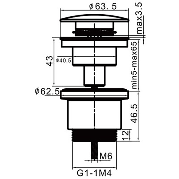 Донный клапан для раковины Click-Clack без перелива FRAP F62 Хром