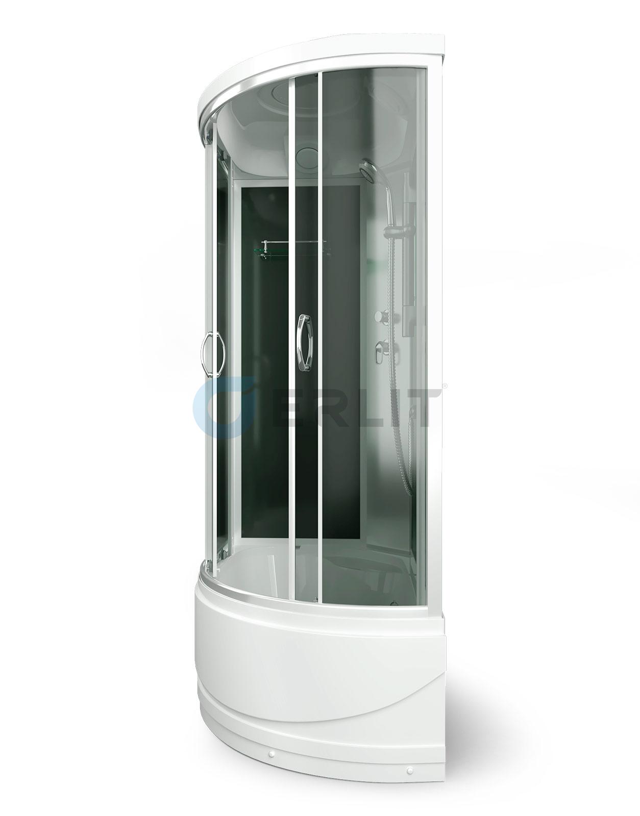 Душ кабина Erlit 120*80*215 арт ER3512TPL-C4/С2 (L) тонир/стекло высок поддон тропич душ,ручной душ,АКЦИЯ
