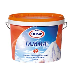 Краска моющаяся матовая ГАММА  10л Олимп