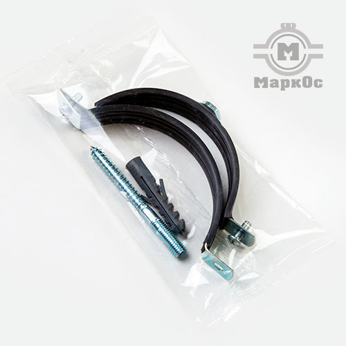 Хомут мет. с гайкой 4" (110-114.мм) М8*100 + дюбель + шпилька