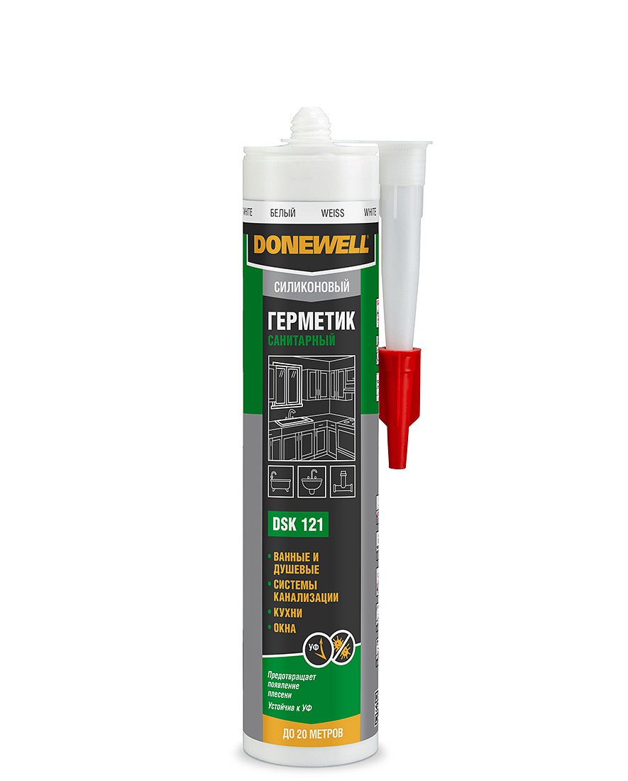 Герметик силиконовый cанитарный белый  DoneWell  260 мл DSK121 (12шт)