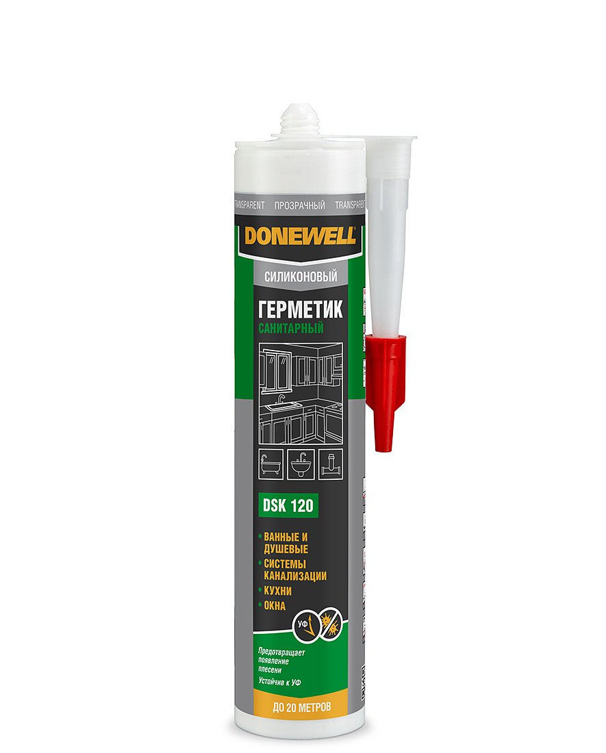 Герметик силиконовый cанитарный прозрачный  DoneWell  260 мл DSK120 (12шт)