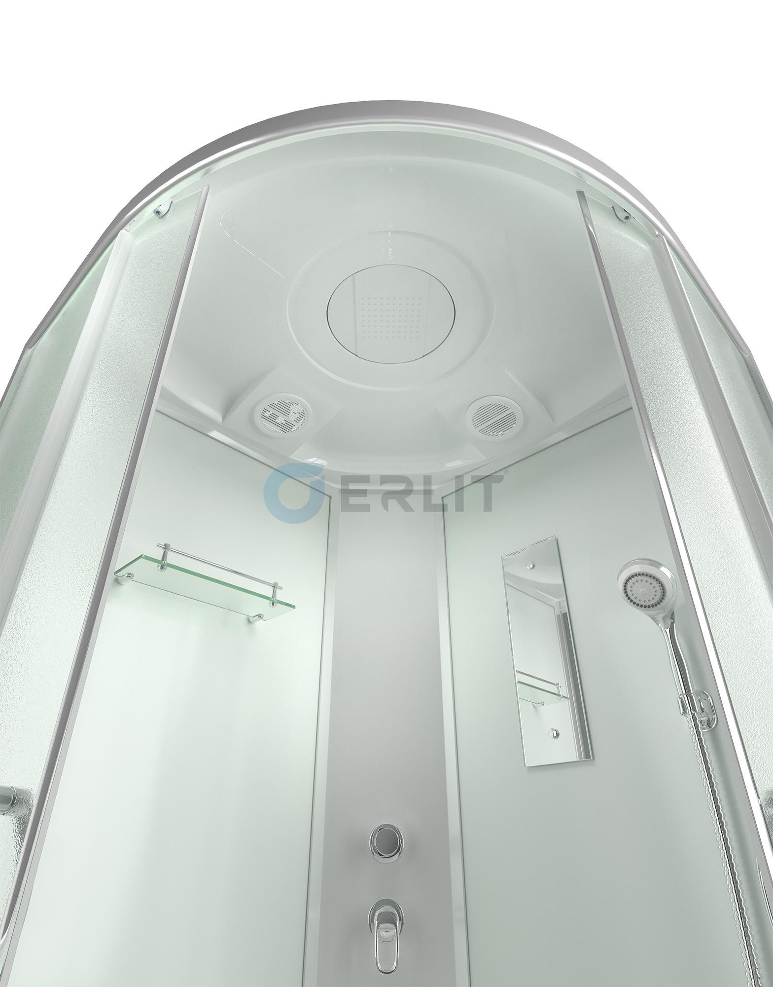 Душ кабина Erlit 90*90*226  арт.ER350926-C3-RUS матов/стекло средний  поддон 26 см  тропич душ, ручной душ АКЦИЯ