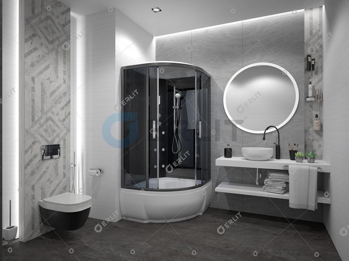 Душ кабина Erlit 900*900*2150  ER5709TP-C24  высокий поддон стекло (Зеркальное) тропич.душ, свет,радио АКЦИЯ