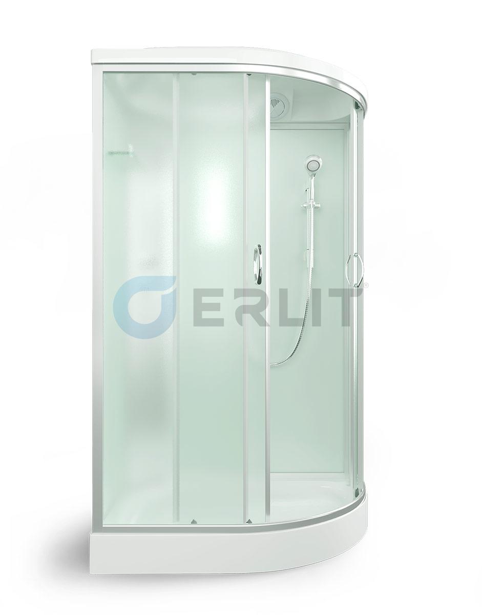 Душ кабина Erlit 120*80*215 арт.ER3512PL-C3 (L)матовое стекло  низкий поддон тропич душ, ручной душ АКЦИЯ