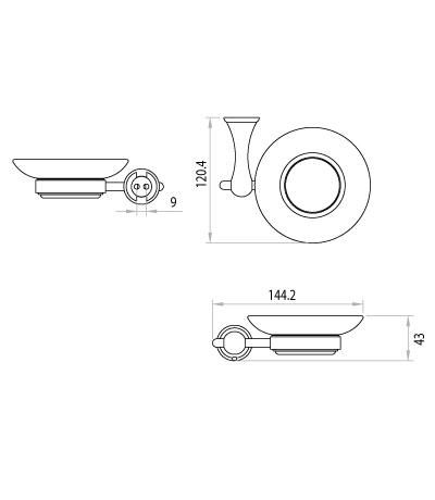 Мыльница керамическая, LEMARK STANDARD с настенным держателем. LM2143C АКЦИЯ