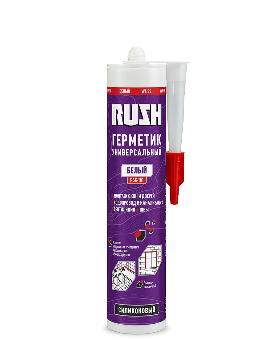 Герметик силиконовый универсальный белый RASH 240 мл RSK101 (12шт)