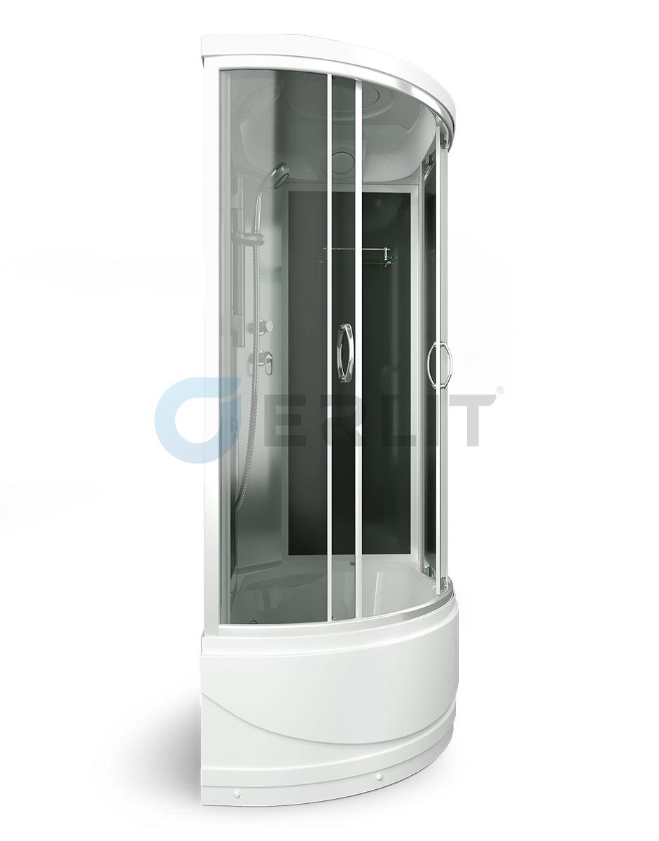 Душ кабина Erlit 120*80*215 арт ER3512TPR-C4-(R) тонир/стекло  высок поддон тропич душ, ручной душ,