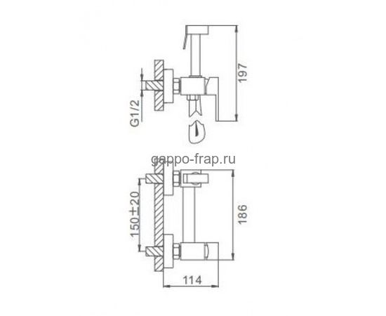 Гигиенический душ Frap F7504-6, однорычажный, черный
