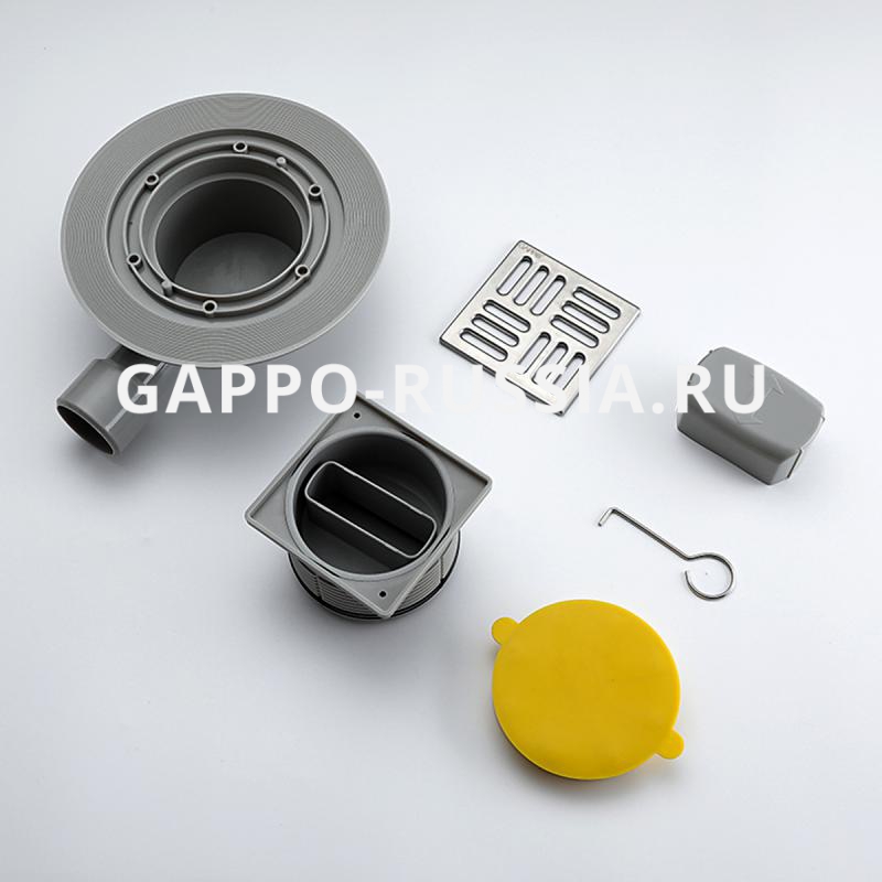 Трап 100*100 (сатин) 50 горизонтальный GAPPO G81010-5 латунь РЕГУЛИРУЕМЫЙ сухой затвор 