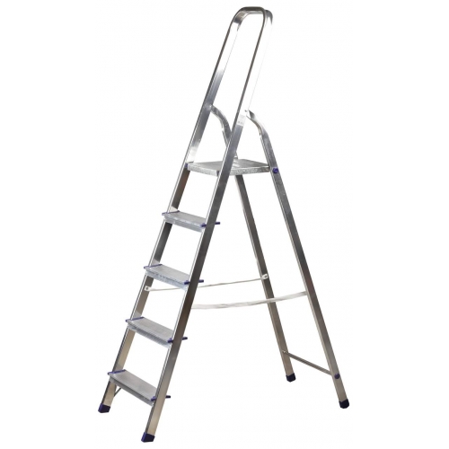 Лестница стремянка 5 ступеней алюминиевая матовая высота площадки 1020 мм АМ705
