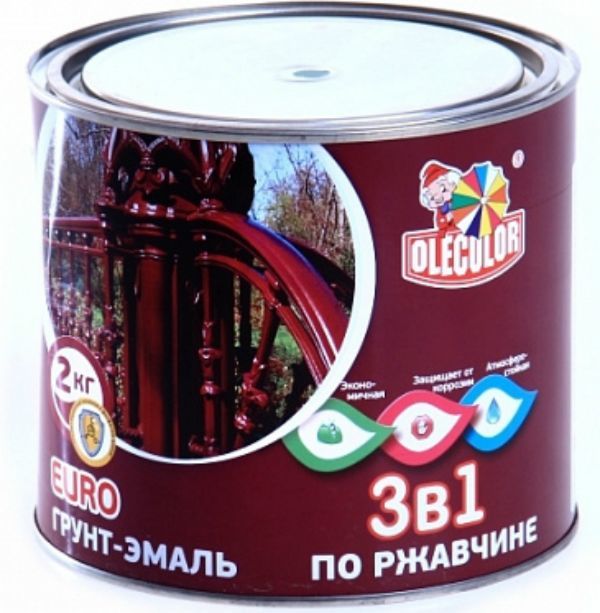 Грунт эмаль по ржавчине зеленый 2кг OLECOLOR
