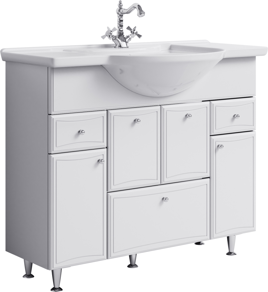 Тумба Aqwella "Барселона-Люкс"105  б/к арт.BA0110K с раковиной  Kirovit Раковина Стиль105