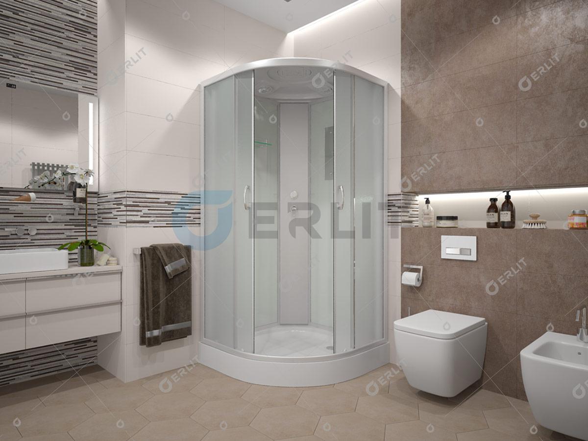 Душ кабина Erlit 90*90*215 арт.ER3509P-C3-RUS матовое стекло  низкий поддон тропич душ, ручной душ, АКЦИЯ