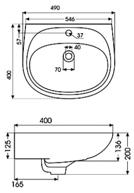 Раковина тюльпан 50 см АНИМО-50, с отв., Сантек 1WH110496+1WH110587