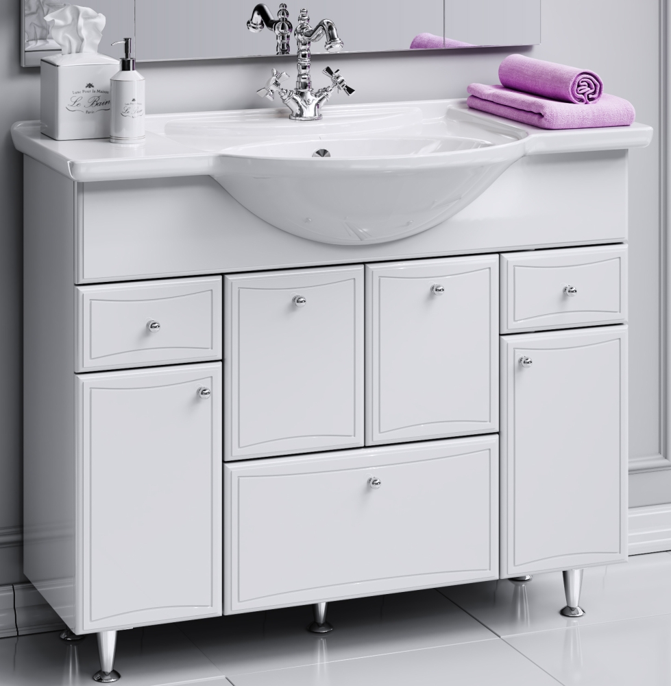 Тумба Aqwella "Барселона-Люкс"105  б/к арт.BA0110K с раковиной  Kirovit Раковина Стиль105