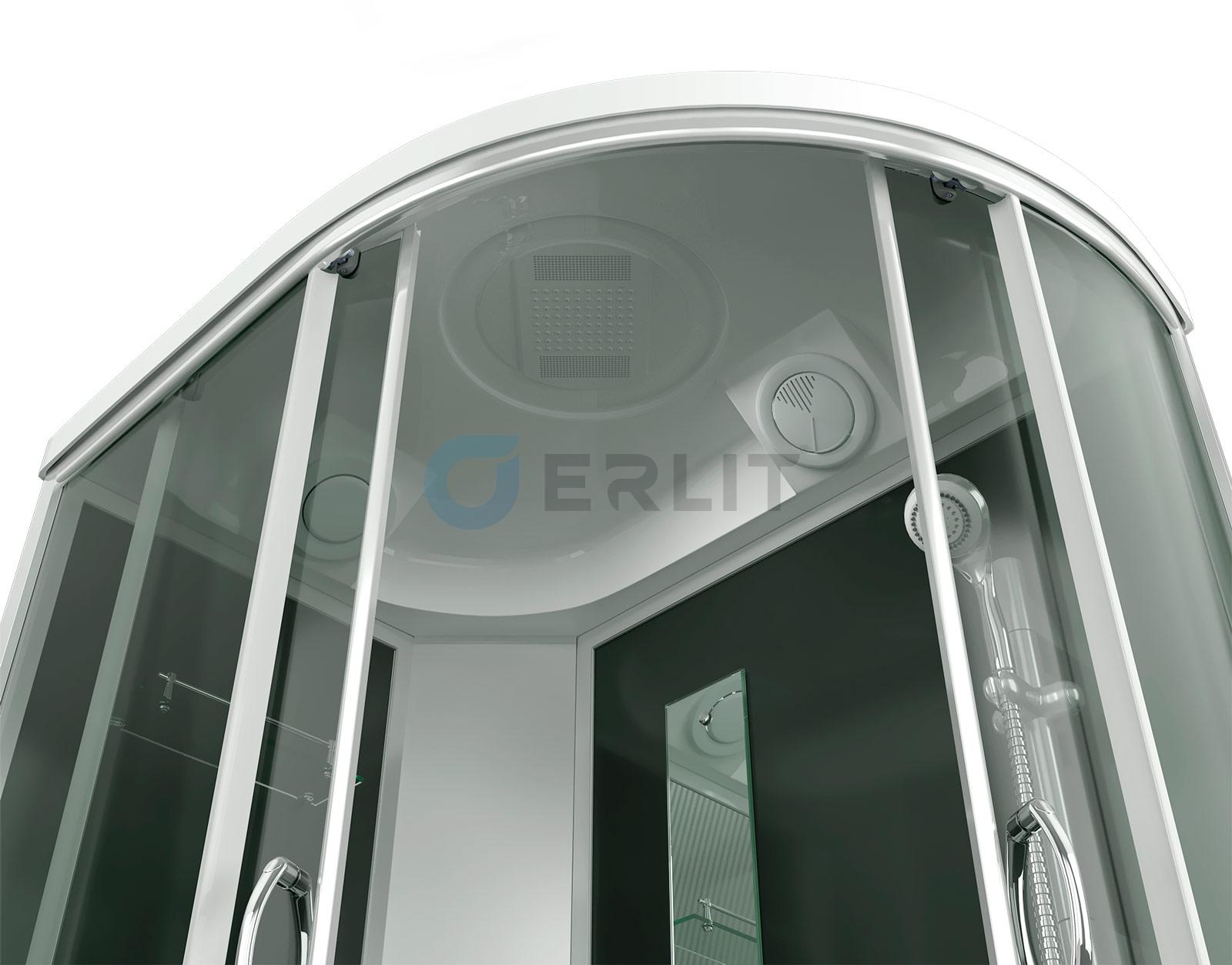 Душ кабина Erlit 120*80*215 арт ER3512TPL-C4/С2 (L) тонир/стекло высок поддон тропич душ,ручной душ,АКЦИЯ