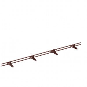 Снегозадержатель трубчатый ЭКО Lite (круглый) ф25/1,2 мм 3000 мм (RAL 8017, коричневый), 4 опоры