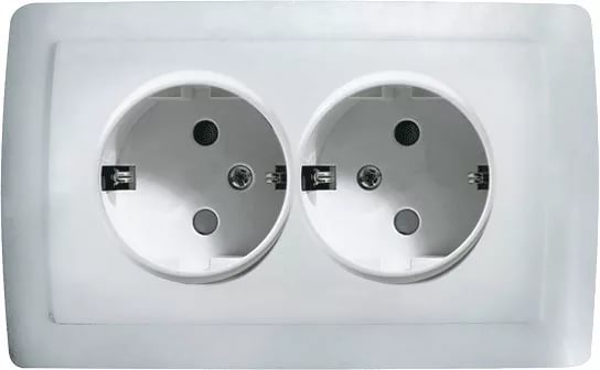 Розетка двухместная.б/з,с/у серия Валери 16А белый