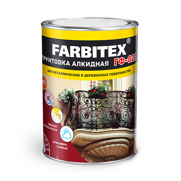 Грунтовка ГФ-021 серый 1,8кг FARBITEX