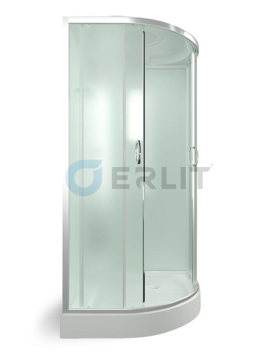 Душ кабина Erlit 100*100*215 арт.ER3510P-C3-RUS матовое стекло низкий поддон тропич душ, ручной душ, АКЦИЯ