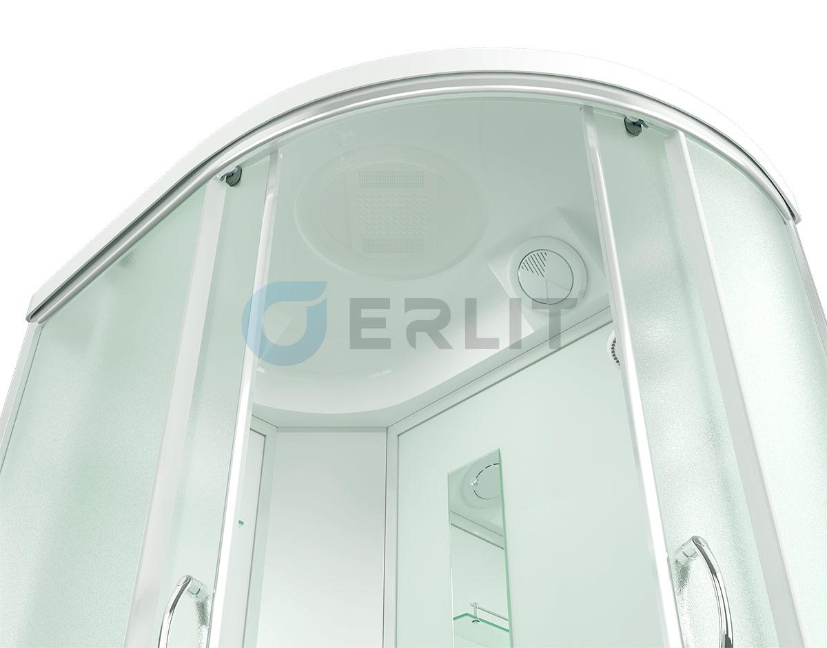 Душ кабина Erlit 120*80*215 арт.ER3512TPL-C3 (L)матов/стекло  высокий поддон тропич душ, ручной душ АКЦИЯ