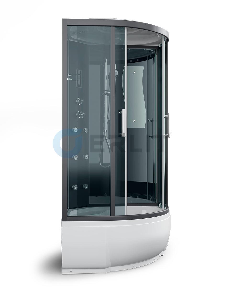 Душ кабина Erlit 900*900*2150  ER5709TP-C24  высокий поддон стекло (Зеркальное) тропич.душ, свет,радио АКЦИЯ