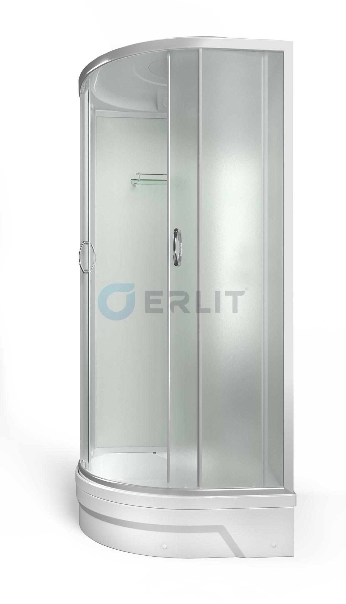 Душ кабина Erlit 90*90*226  арт.ER350926-C3-RUS матов/стекло средний  поддон 26 см  тропич душ, ручной душ АКЦИЯ