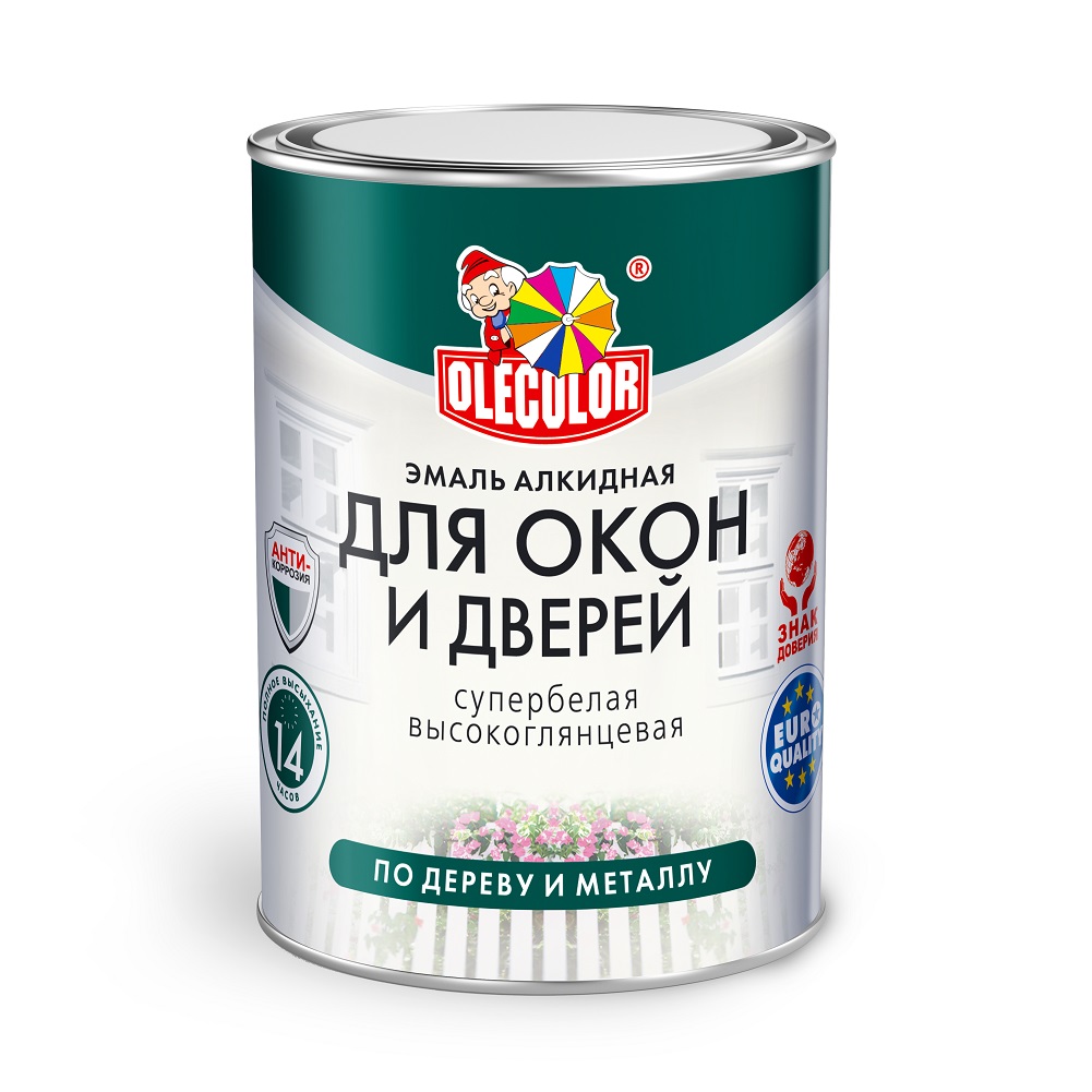Эмаль для окон и дверей  0,9 кг белая OLECOLOR