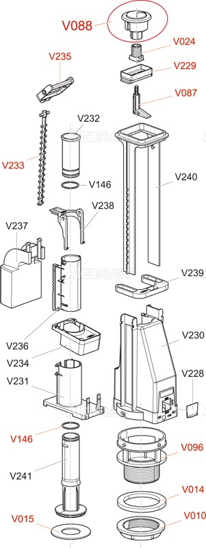 Механизм сливной с двойной  3/6 л кнопкой.ALCA PLAST арт.A08A  