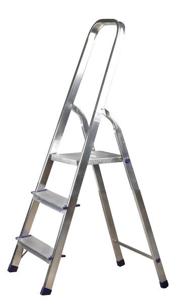 Лестница стремянка 3 ступени алюминиевая матовая высота площадки 600 мм АМ703