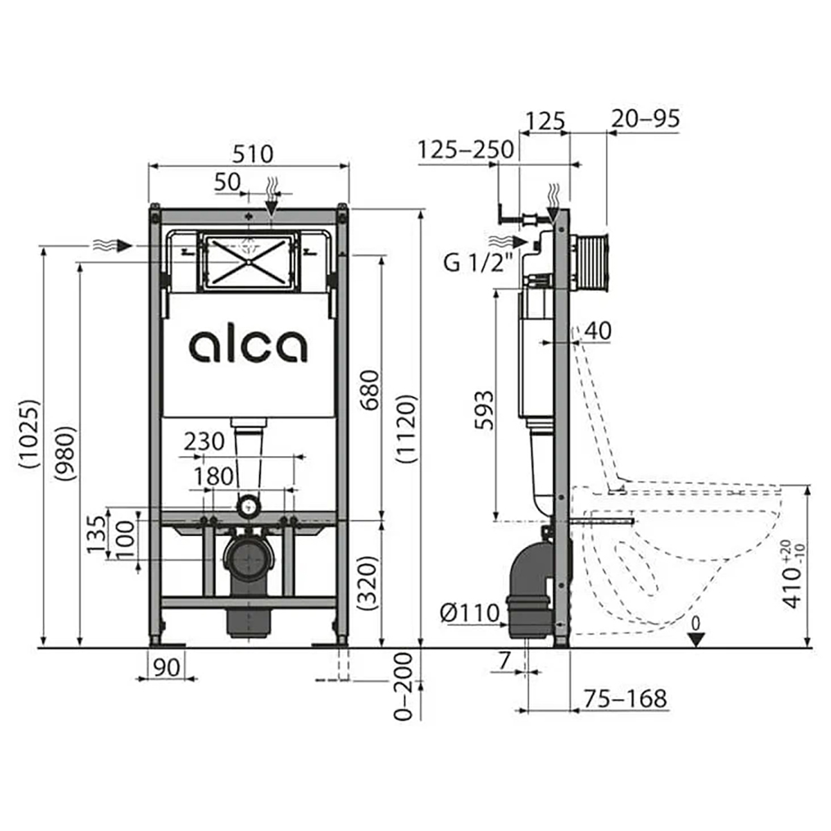 Инсталляция для унитаза ALCA  Set 4v1 с шумоизоляцией, черный матовый AM101/1120-4:1 RU M678-0001