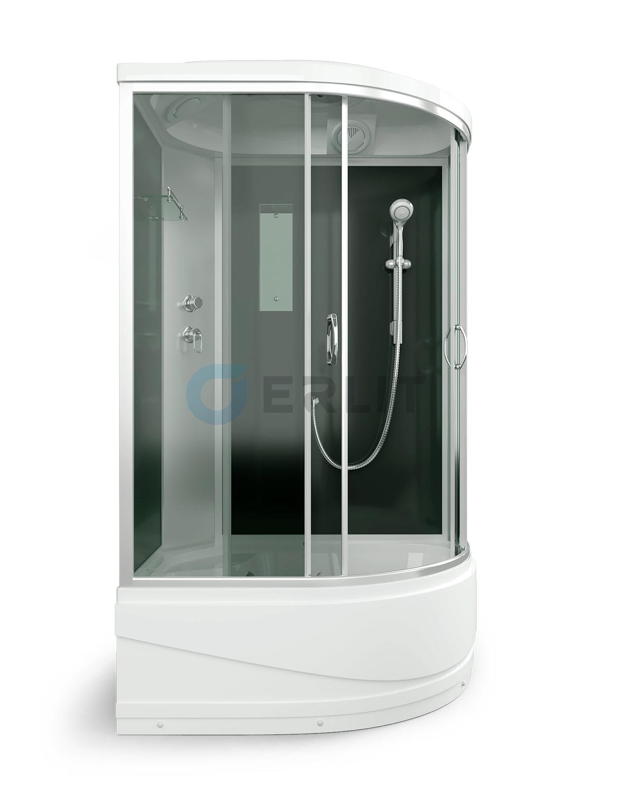 Душ кабина Erlit 120*80*215 арт ER3512TPL-C4/С2 (L) тонир/стекло высок поддон тропич душ,ручной душ,АКЦИЯ