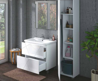 Тумба напольная Vigo Geometry 700 бел +Раковина  COMO 70(Cersanit), белая, VIANT