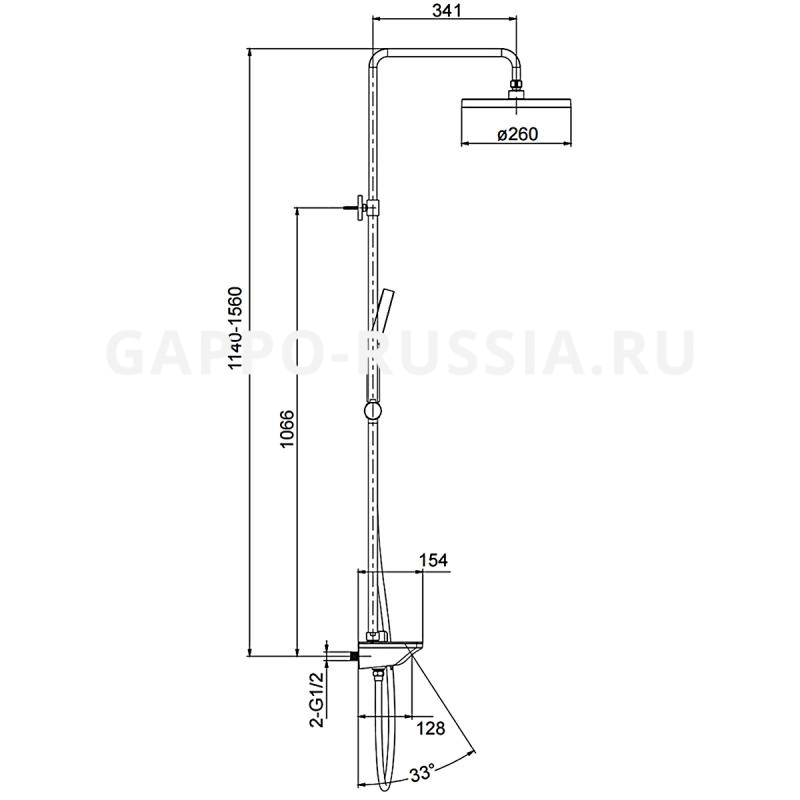 Душевая система GAPPO с верхним душем и ручной лейкой (черный) G2495-86  NEW
