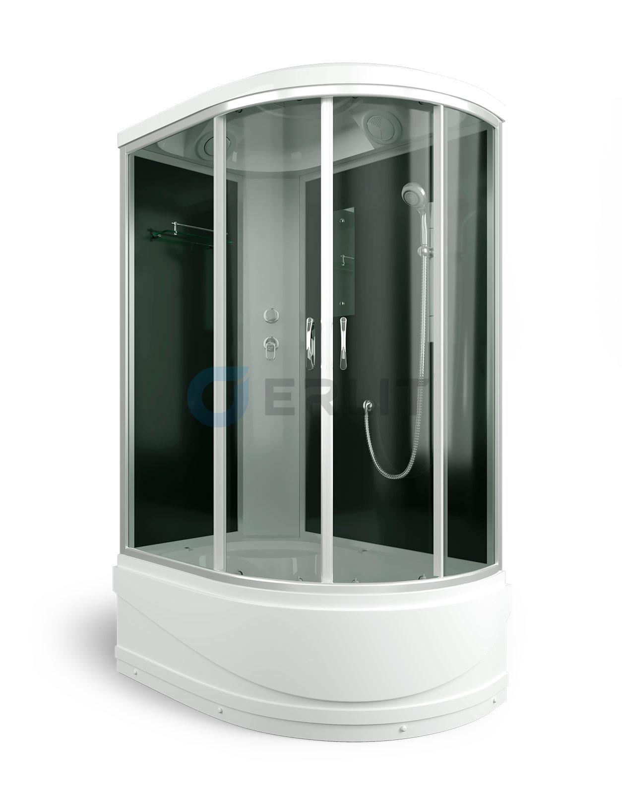 Душ кабина Erlit 120*80*215 арт ER3512TPL-C4/С2 (L) тонир/стекло высок поддон тропич душ,ручной душ,АКЦИЯ