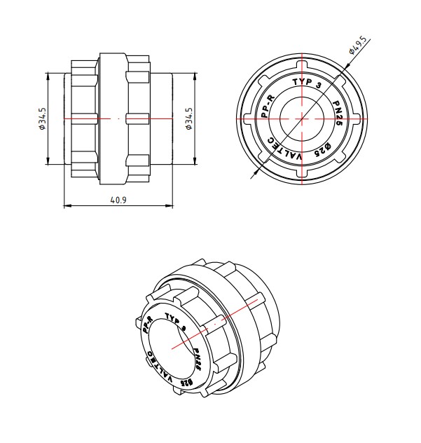 Муфта разъёмная соединительная 25 PP-R VALTEC (VTp.763.0.025)