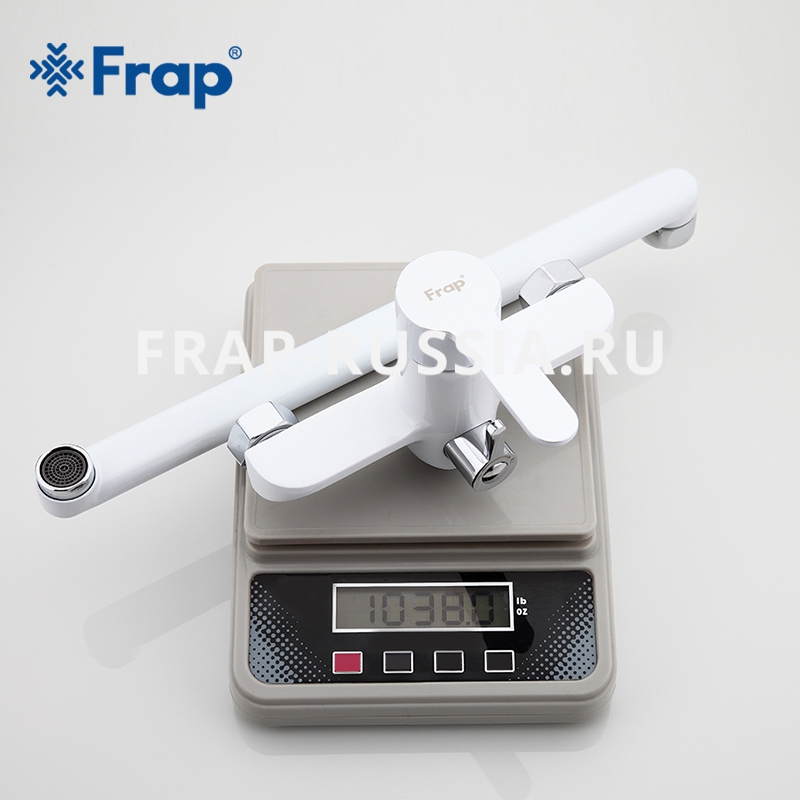 Смеситель для ванны с длинным плоским изливом Frap F2241 (белый/хром)