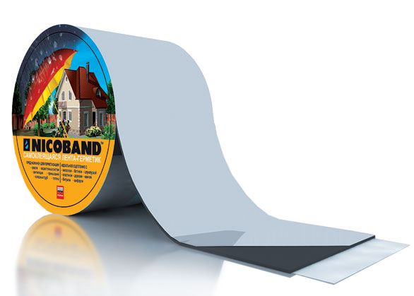 Лента гидроизоляционная самоклеющая темно- серый 10х0,3 м Никобанд