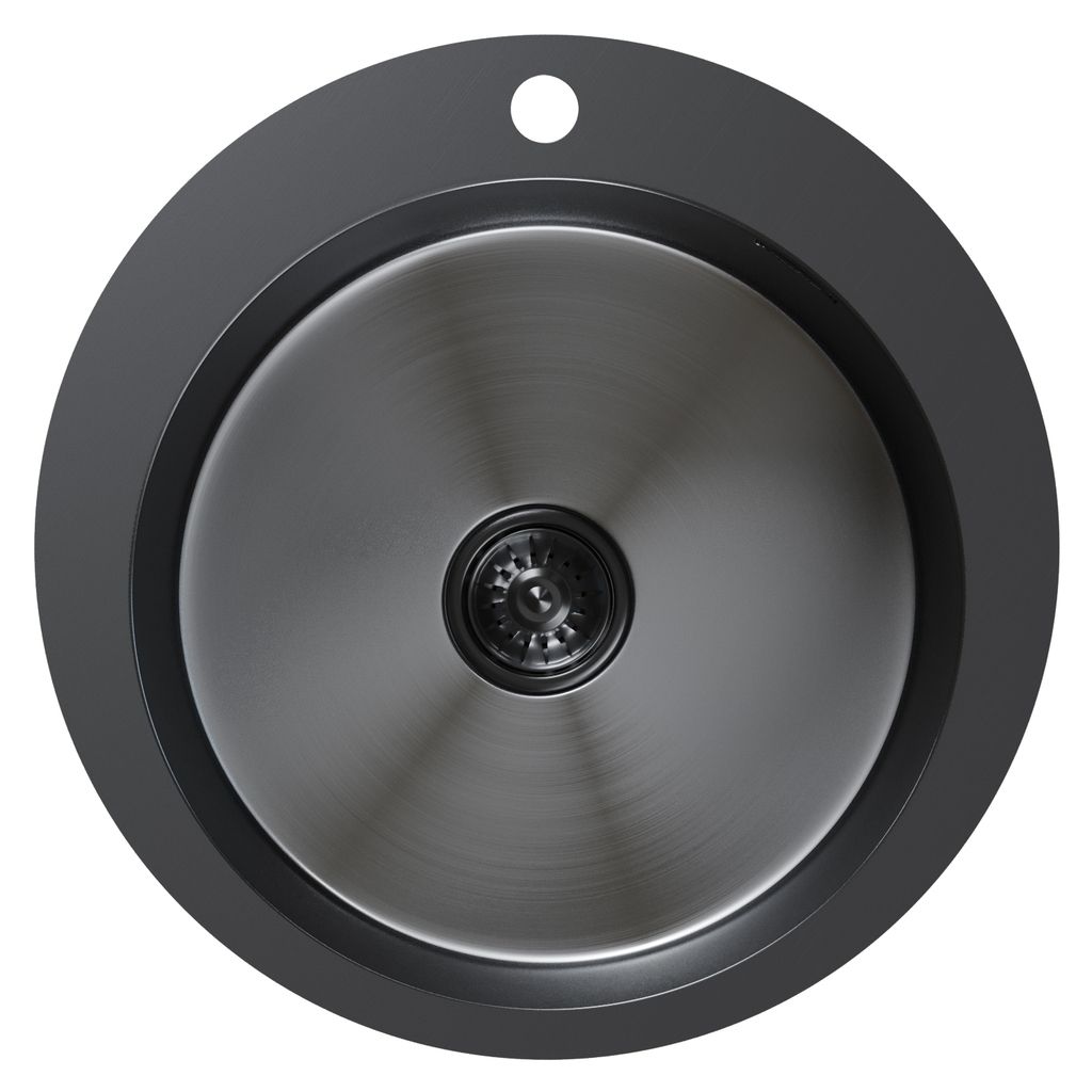 Мойка настол.монтаж D50 (3,0) вып 3 1/2 круглая MIXLINE PRO 20см с сифоном (черный графит)