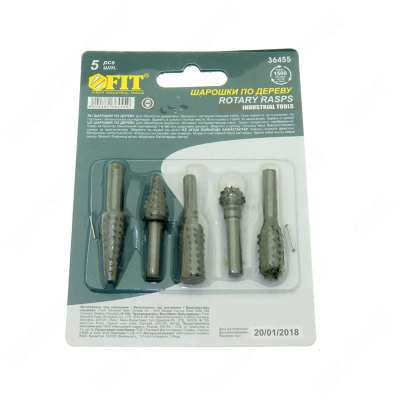 Шарошки по дереву д 6мм L60мм  набор 5 шт. 36475