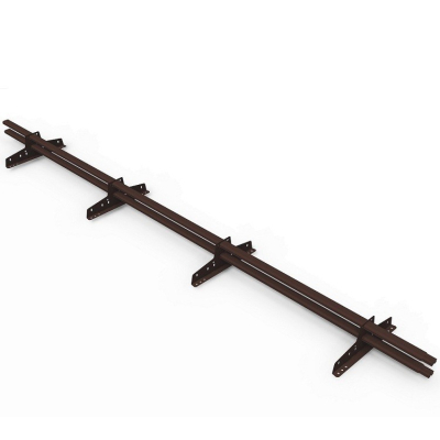 Снегозадержатель трубчатый ЭКО Style (овальный) 20*40/1,2 мм 3000 мм (RAL 8017, коричневый), 4 опоры