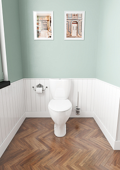 Компакт - унитаз Воротынский кос. выпуск н/п кноп. арматурой и сиденьем СПК 1.P401.7.S00.00B.F АКЦИЯ