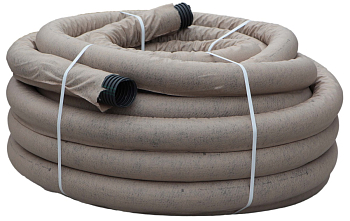 Труба дренажная SN4 однослойная 160 мм с геофильтром (выписывать кратно 5 м.) (бухта 50м) 