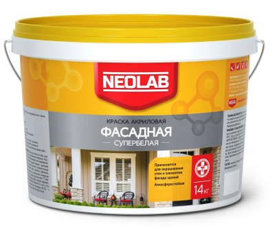Краска фасадная акриловая супербелая 14 кг NEOLAB