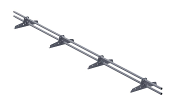 Снегозадержатель трубчатый ЭКО Lite (круглый) ф25/1,2 мм 3000 мм (RAL 7024, графит), 4 опоры