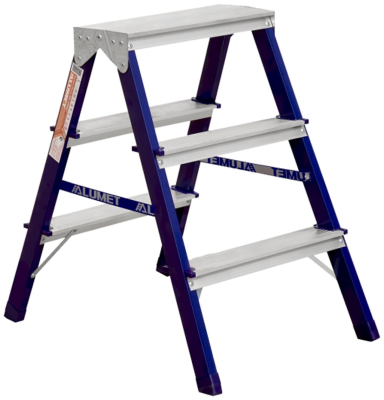 Стремянка 3 ступени двусторонняя стальная АЛЮМЕТ MD8203