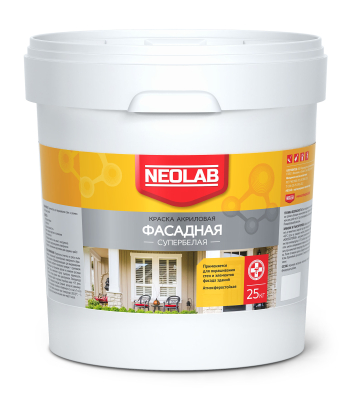 Краска фасадная акриловая супербелая 25 кг NEOLAB