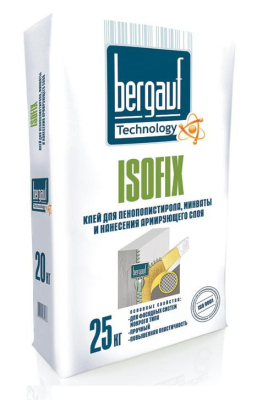 Армировочно-клеевая смесь Bergauf Isofix ЗИМА, 25 кг(для пенополистерола и минваты)